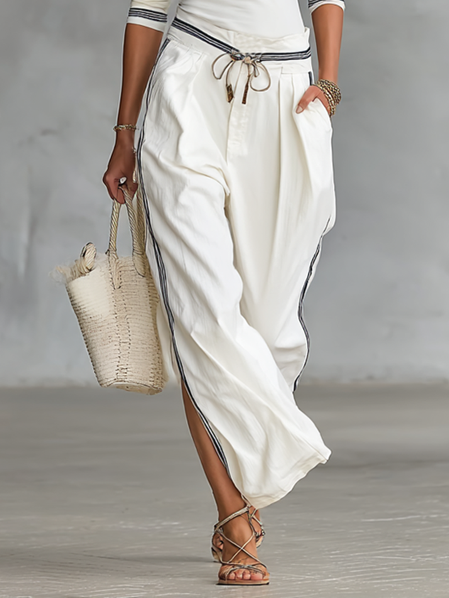 Conjunto de dos piezas para mujer: camiseta deportiva de manga larga con cuello alto y pantalones anchos con cordón